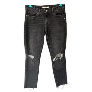 Levi's Black Distressed 711 Skinny Jean Size 28